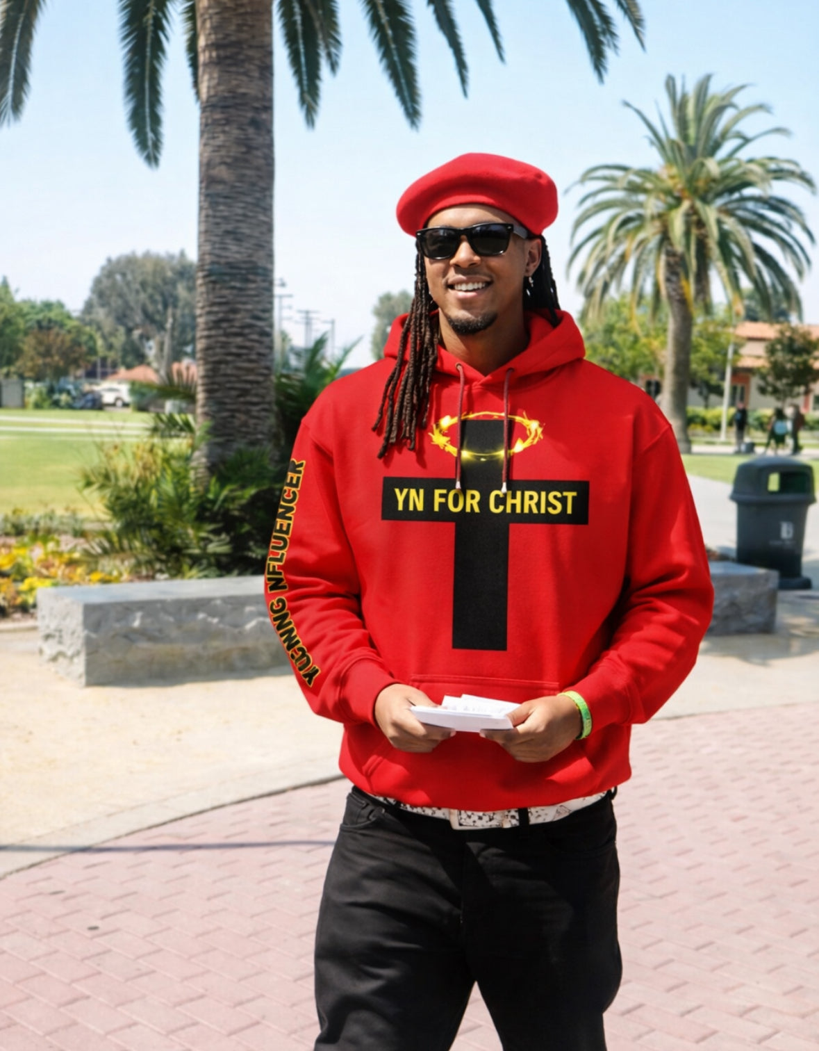 COVERED BY THE BLOOD RED NLFUENCER HOODIE |  Design By PRIIZZY | YN4C™ (FLAGSHIP)