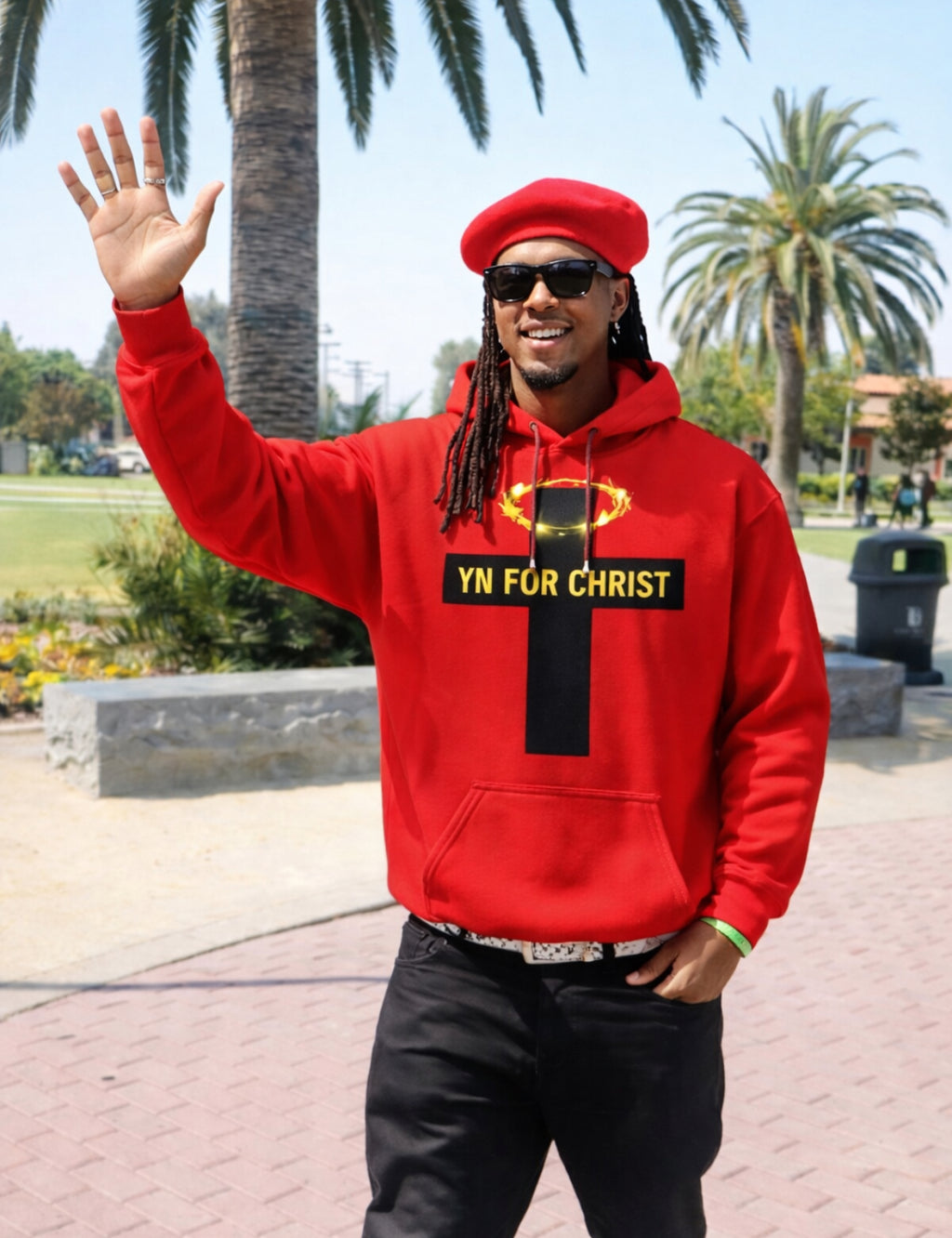 COVERED BY THE BLOOD RED NLFUENCER HOODIE |  Design By PRIIZZY | YN4C™ (FLAGSHIP)