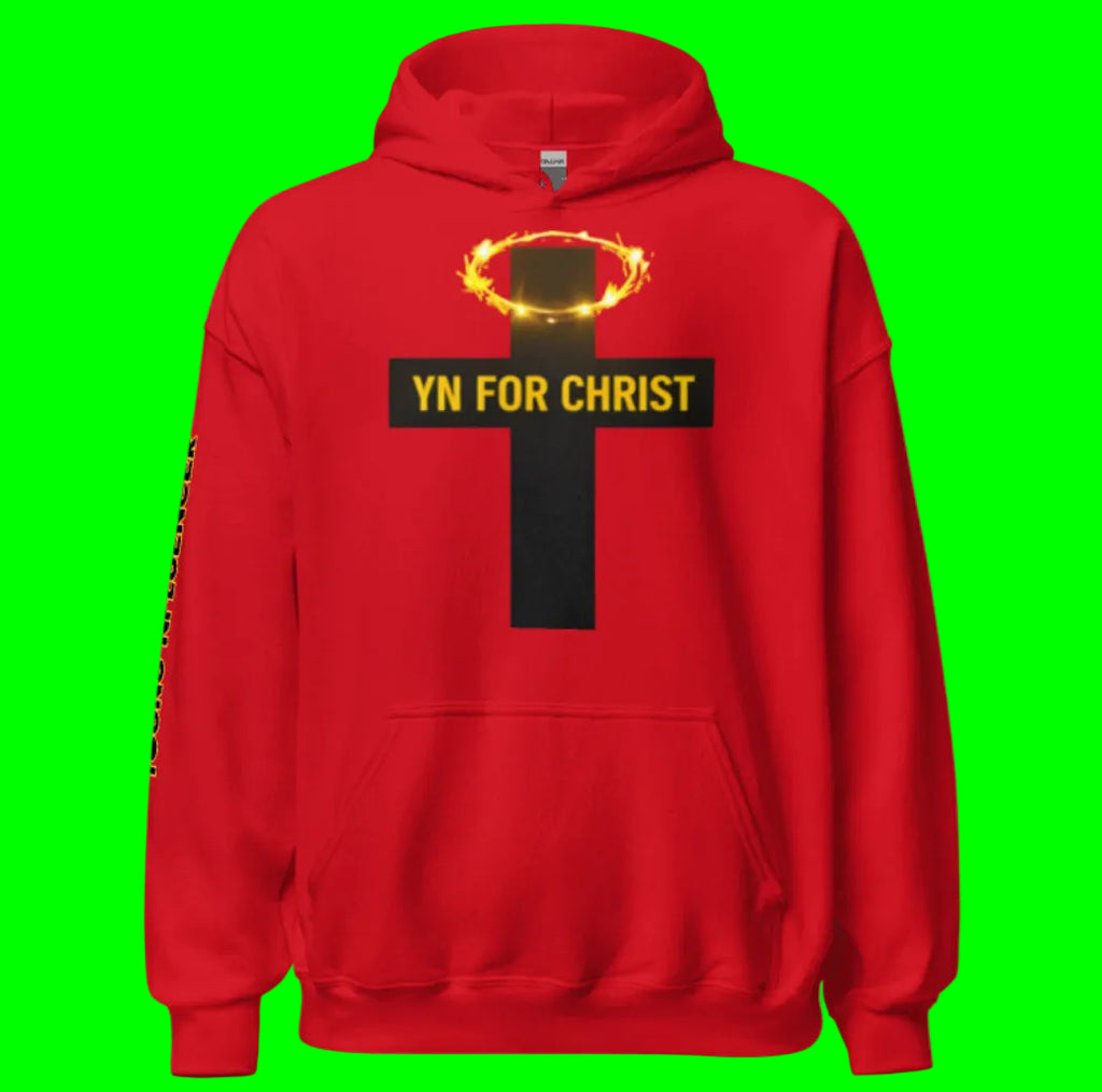 COVERED BY THE BLOOD RED NLFUENCER HOODIE |  Design By PRIIZZY | YN4C™ (FLAGSHIP)